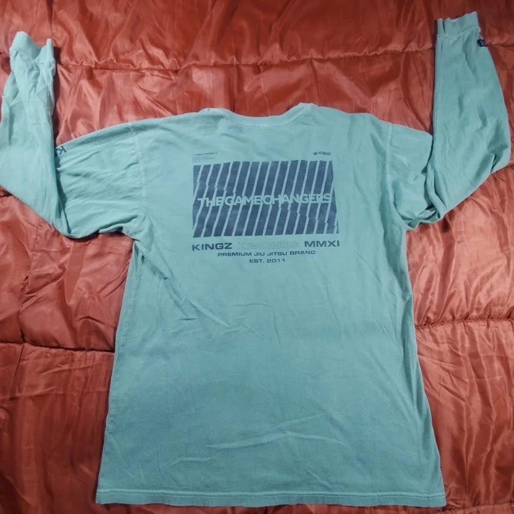 Kingz MMXI Long Sleeve T-Shirt Green Premium Wear Made in USA Size‎ Medium BJJ - Picture 3 of 15